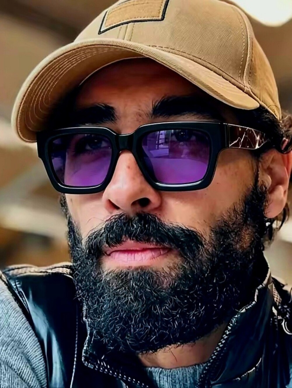 Black Frame Sunglasses with Purple Lenses - Picture 11 of 11